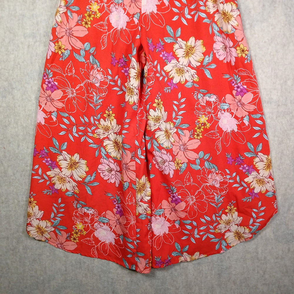 BOG Collective Red Floral Sweetheart Wide Leg Jumpsuit Vacation Style LARGE EUC - Picture 4 of 9